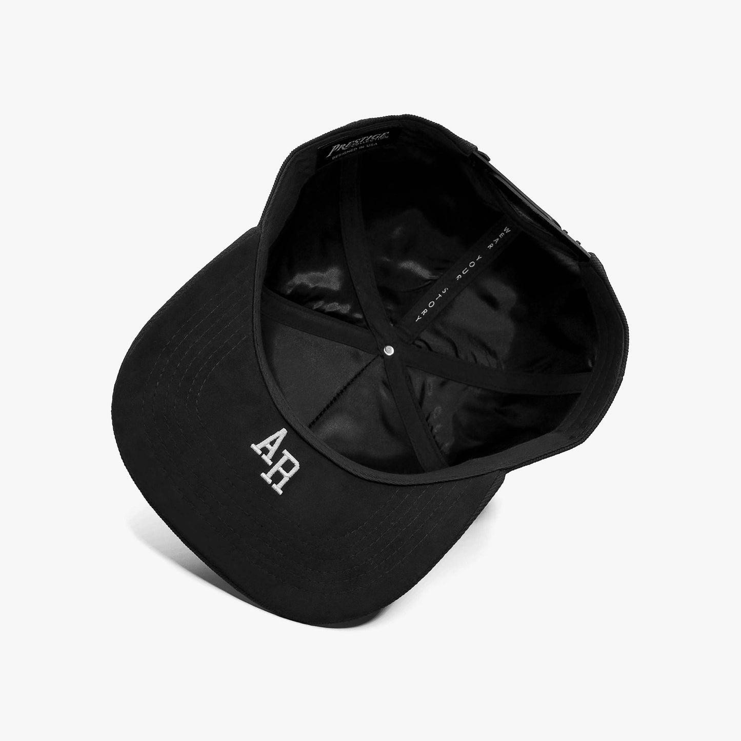 Arkansas Black 5-Panel Snapback Hat – Prestige Collection Under Brim Embroidery AR Detail