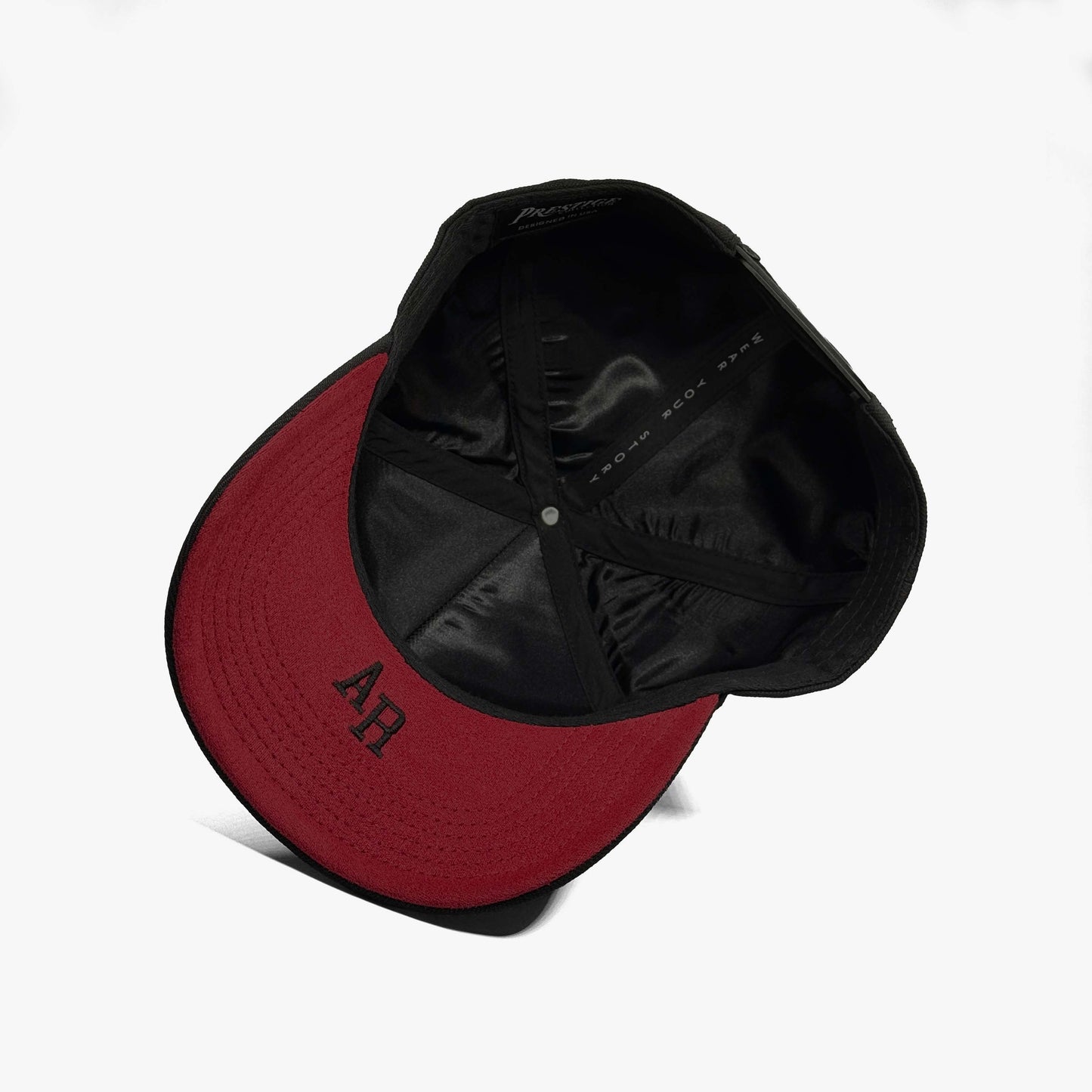 Arkansas Cardinal Shadow 5-Panel Snapback Hat – Under Brim with AR Abbreviation Embroidery and Satin Interior Lining