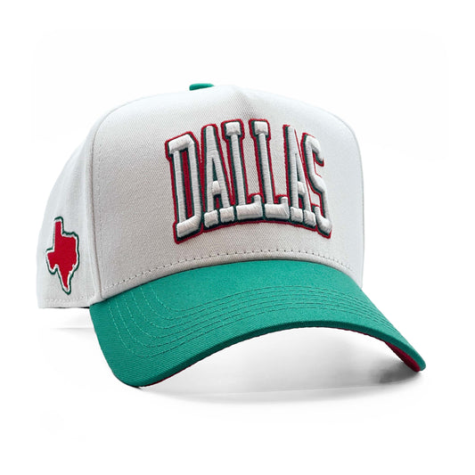 Dallas Cinco de Mayo Limited 5-Panel Snapback Hat – Right Angle View with Texas State Silhouette Embroidery