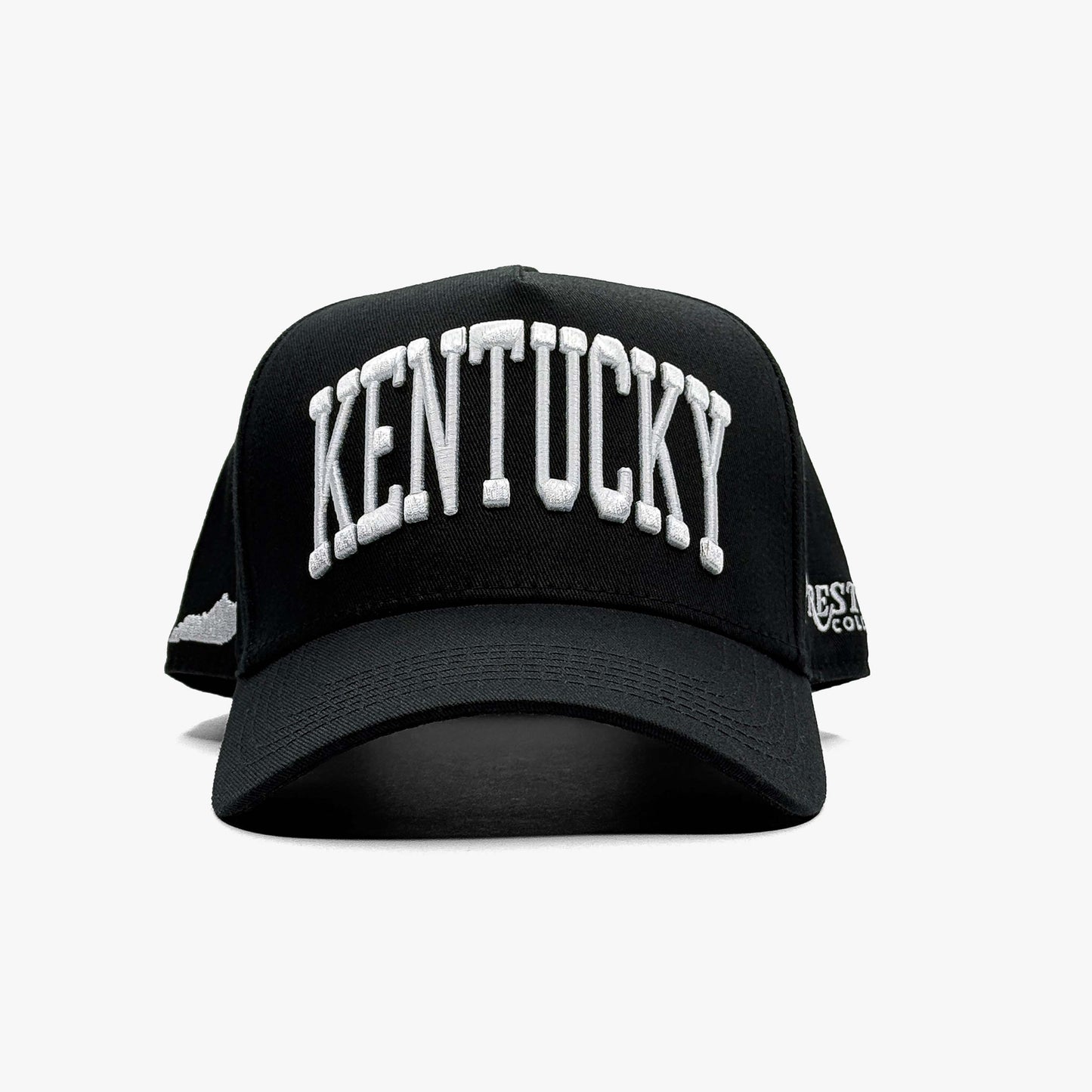 Kentucky Black 5-Panel Snapback Hat – Front View with Kentucky Embroidery