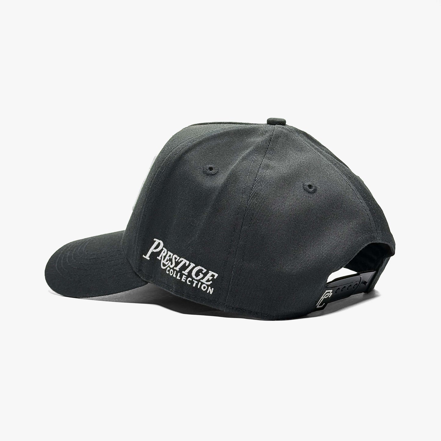 Kentucky Black 5-Panel Snapback Hat – Rear View Showing Prestige Collection Logo Embroidery