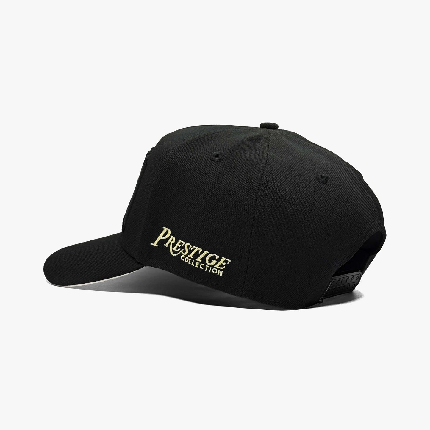 Louisiana Black Gold 5-Panel Snapback Hat – Rear View Showing Prestige Collection Logo