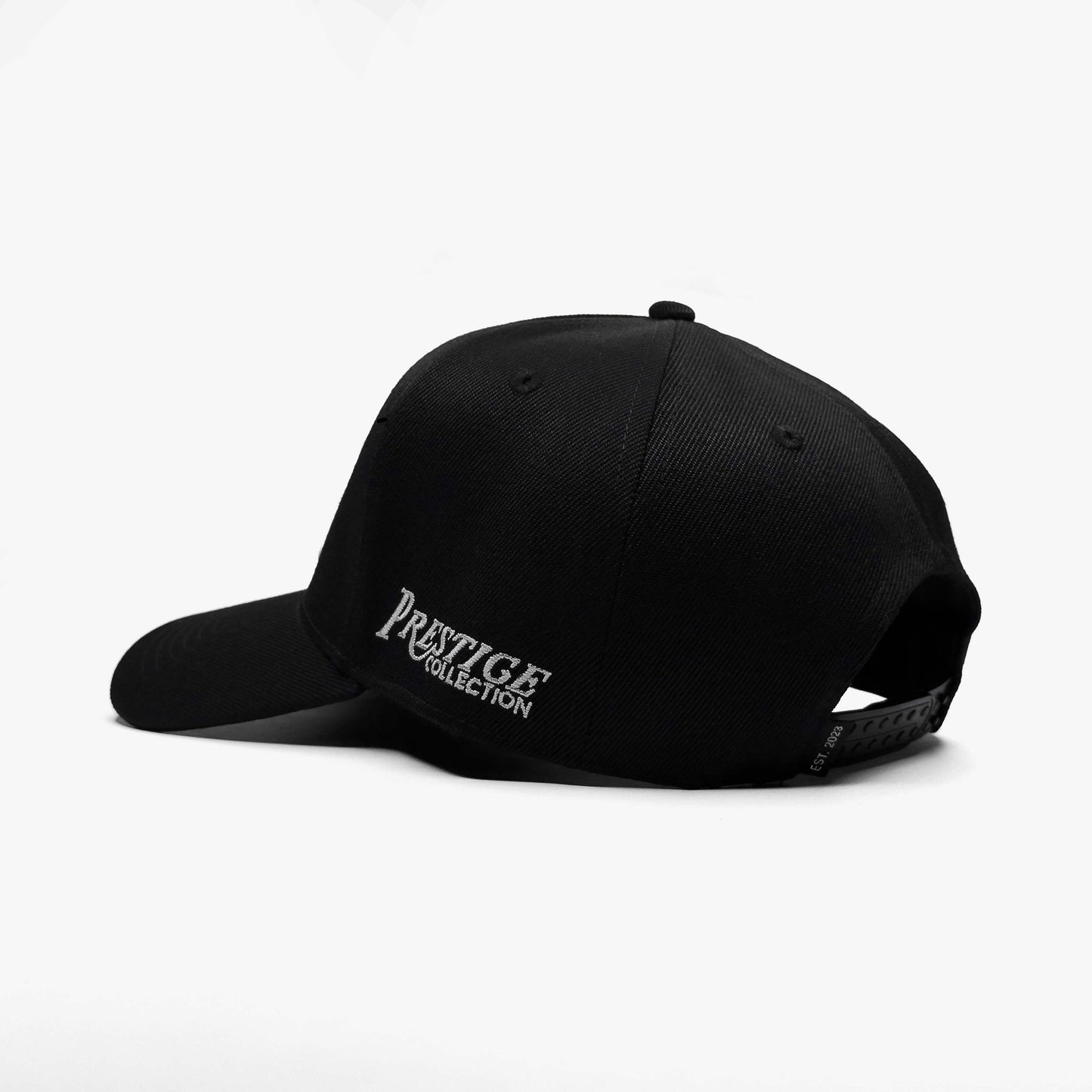 Mississippi Black 5-Panel Snapback Hat – Prestige Collection Rear Side Angle Showing Logo Embroidery