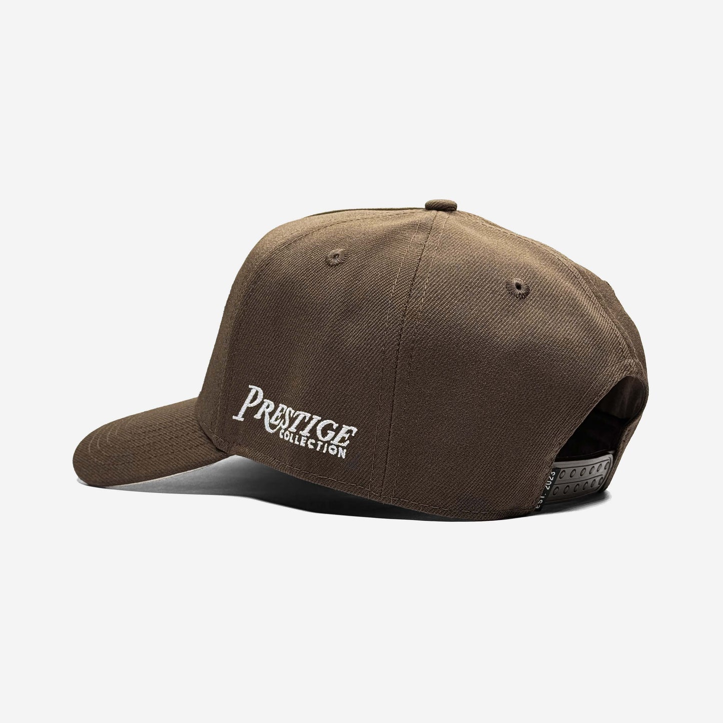 Mississippi Mocha 5-Panel Snapback Hat – Rear View Showing Prestige Collection Logo
