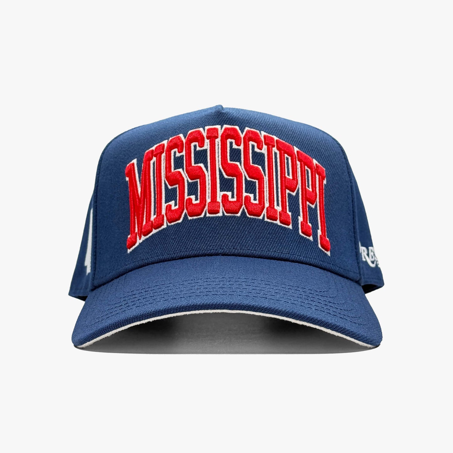 Mississippi Rebel 5-Panel Snapback Hat – Center Front View with Mississippi Embroidery