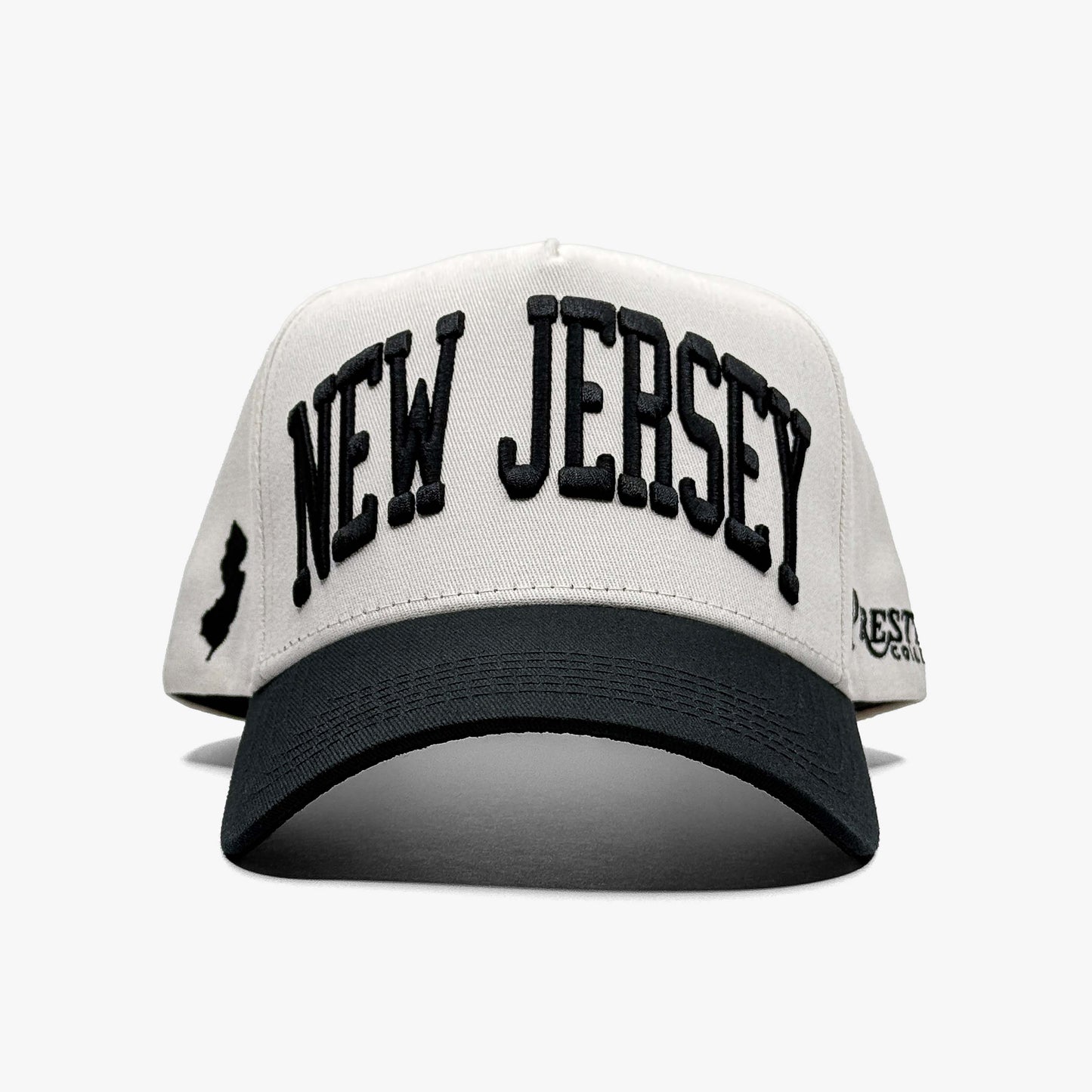 New Jersey Off White 5-Panel Snapback Hat – Front View with New Jersey Embroidery