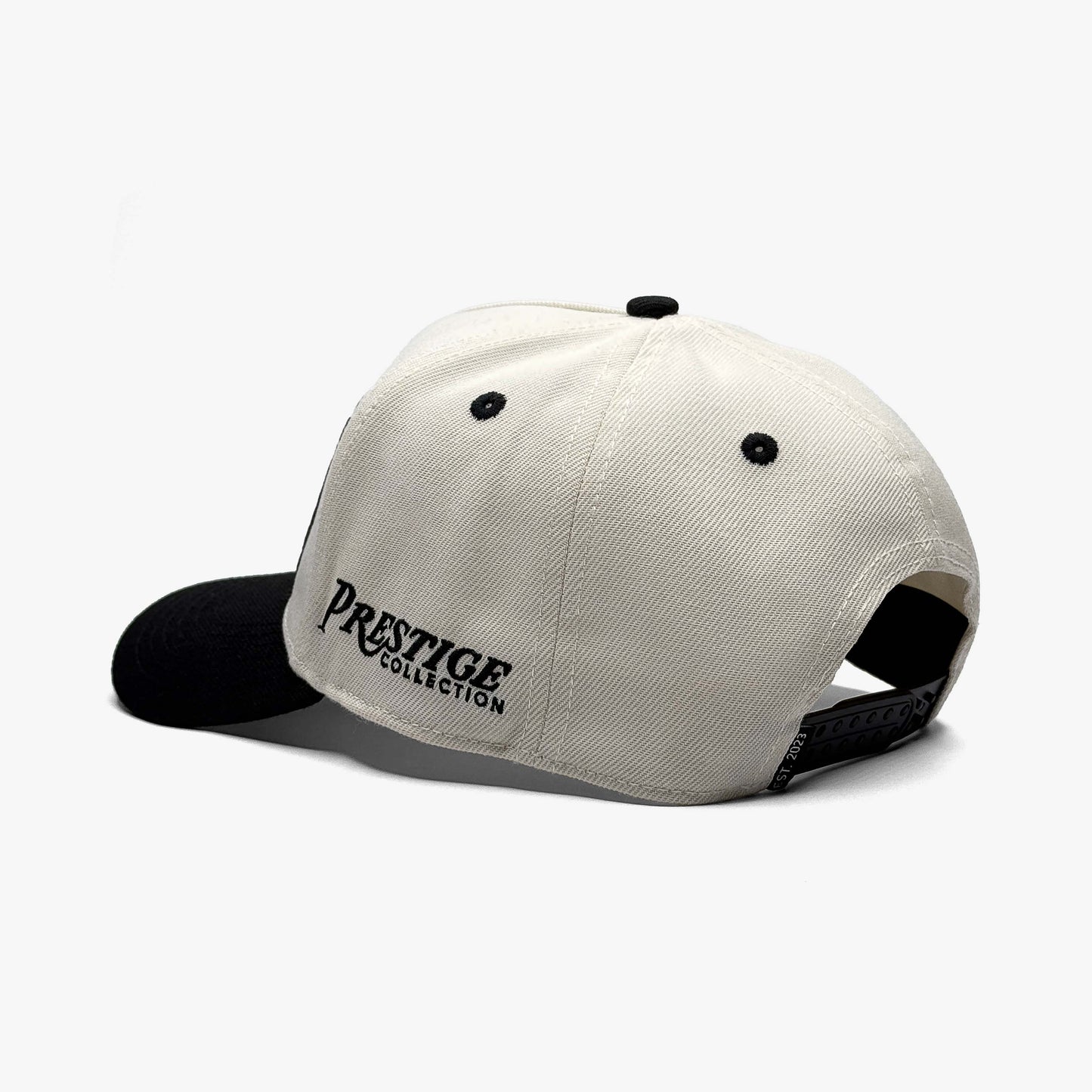 North Carolina Off White 5-Panel Polyester Snapback Hat – Back Angle View