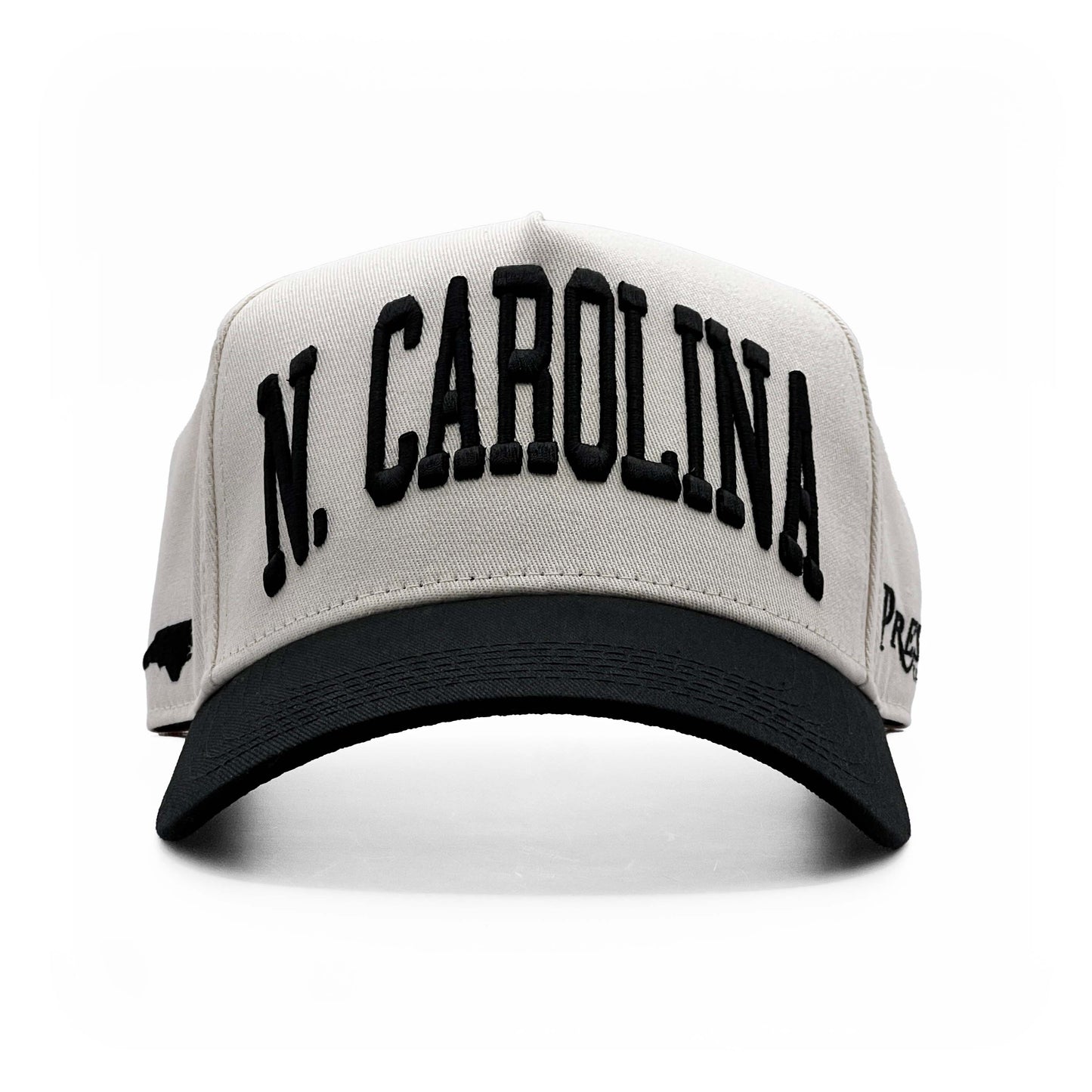 North Carolina Off White 5-Panel Polyester Snapback Hat – Front Flat View