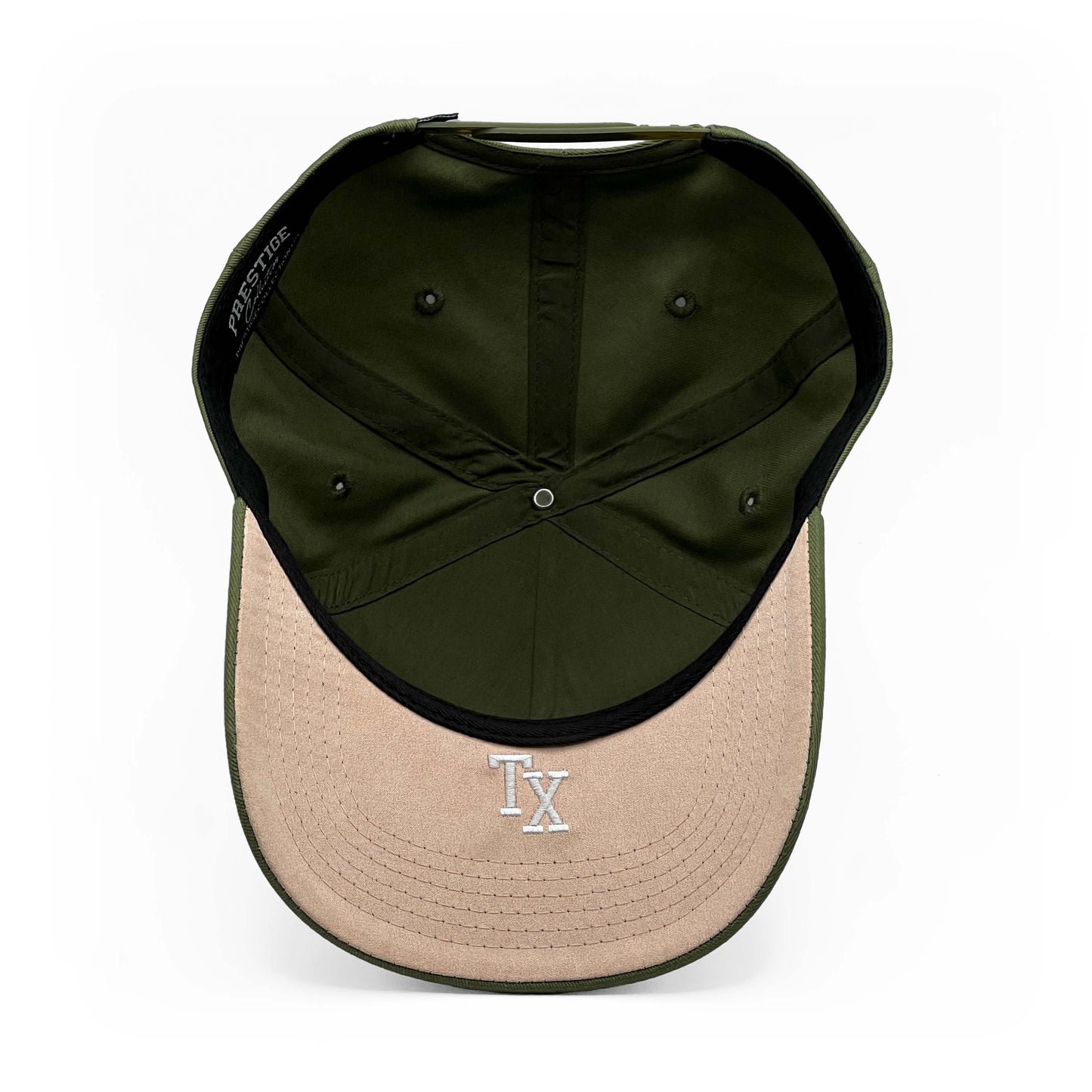 Texas Olive Limited 5-Panel Snapback Hat – Flat Lay Front Display of Embroidery and Colorway