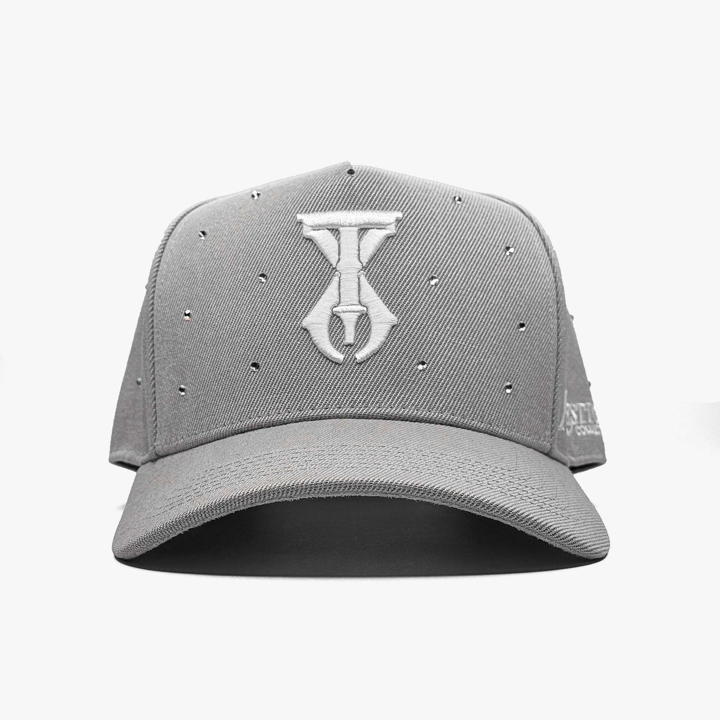 Straight front view of the TX Starlight Fog Edition hat showing 3D embroidery and crystal detailing