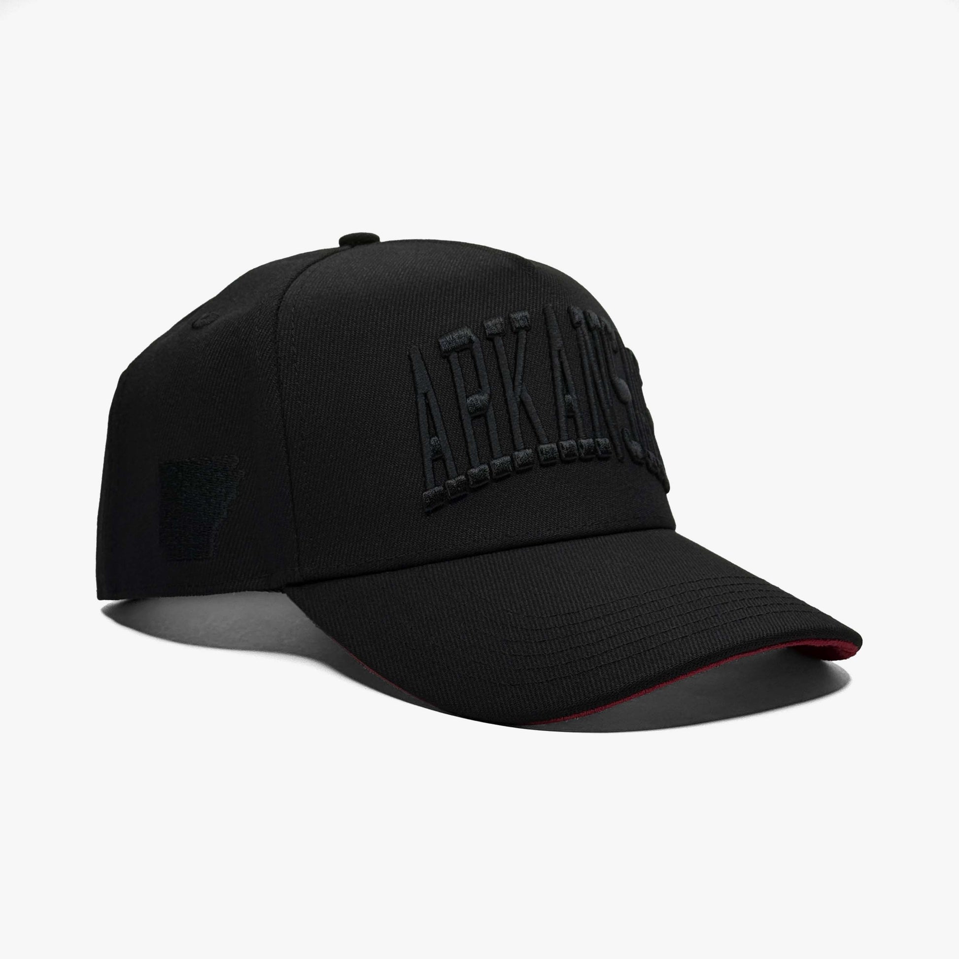 Arkansas Cardinal Shadow 5-Panel Snapback Hat – Right Angle View with Arkansas State Silhouette Embroidery