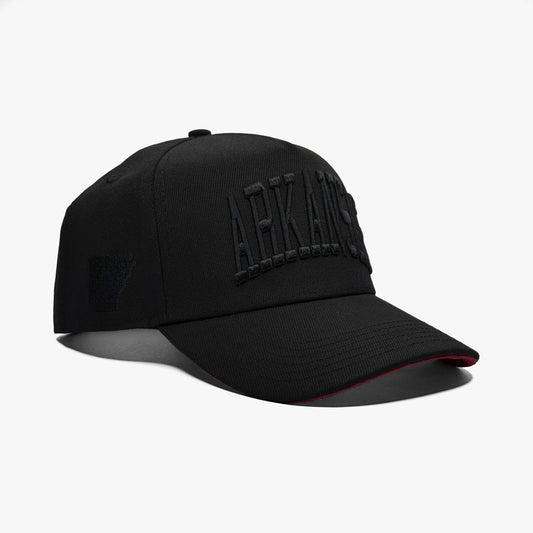 Arkansas Cardinal Shadow 5-Panel Snapback Hat – Right Angle View with Arkansas State Silhouette Embroidery
