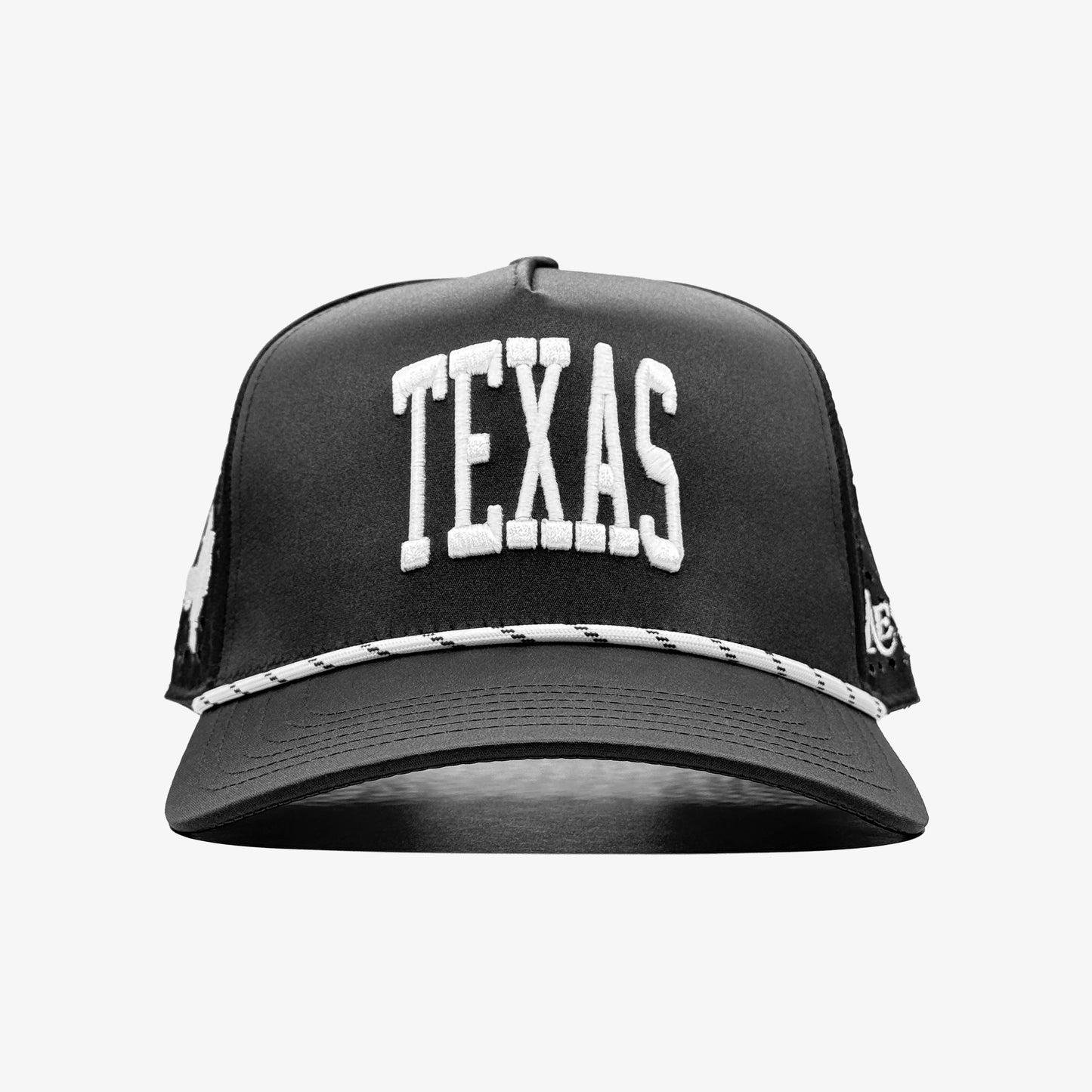 Black cap with 'Texas' text on a white background