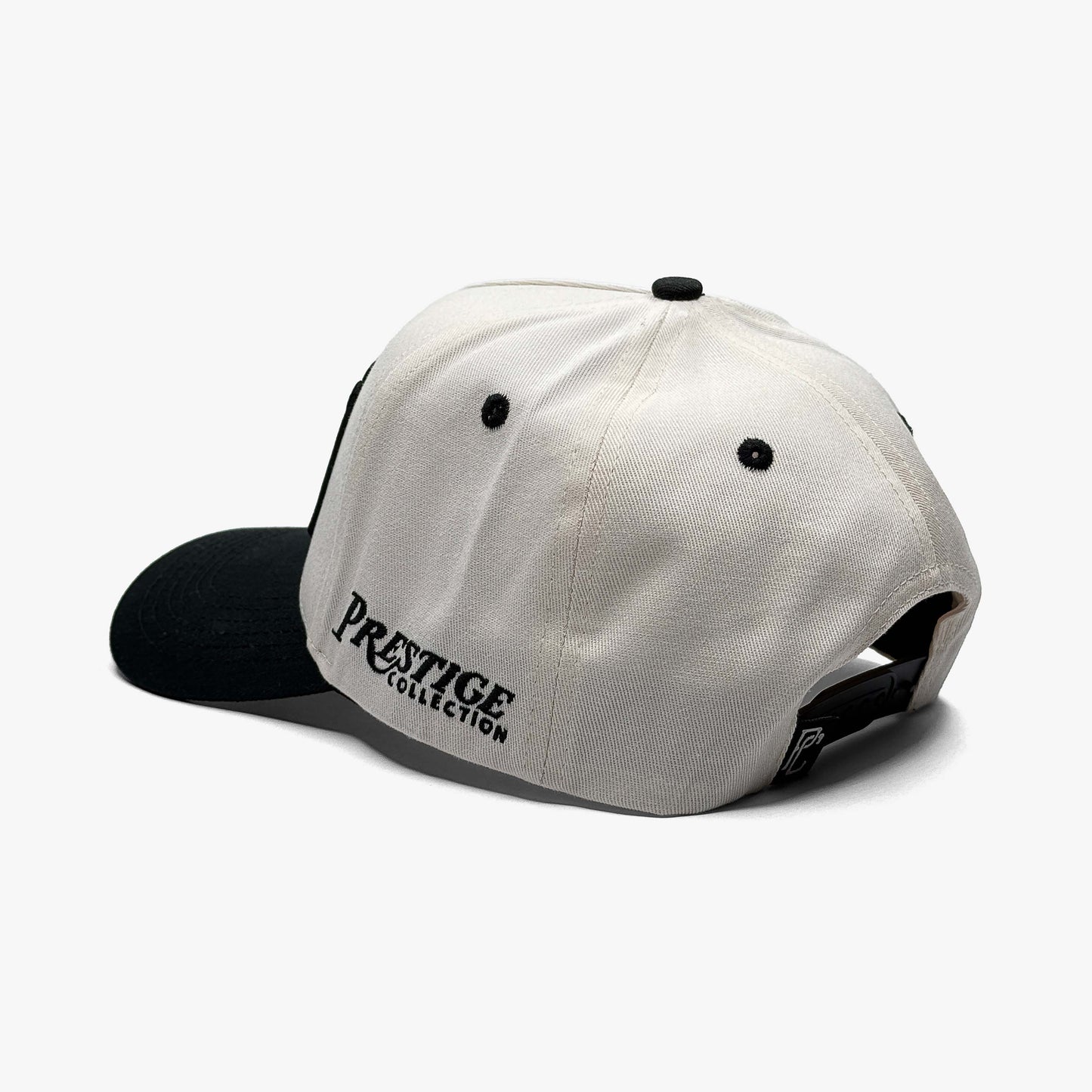 California Off White 5-Panel Snapback Hat – Rear View Showing Single Row Snapback