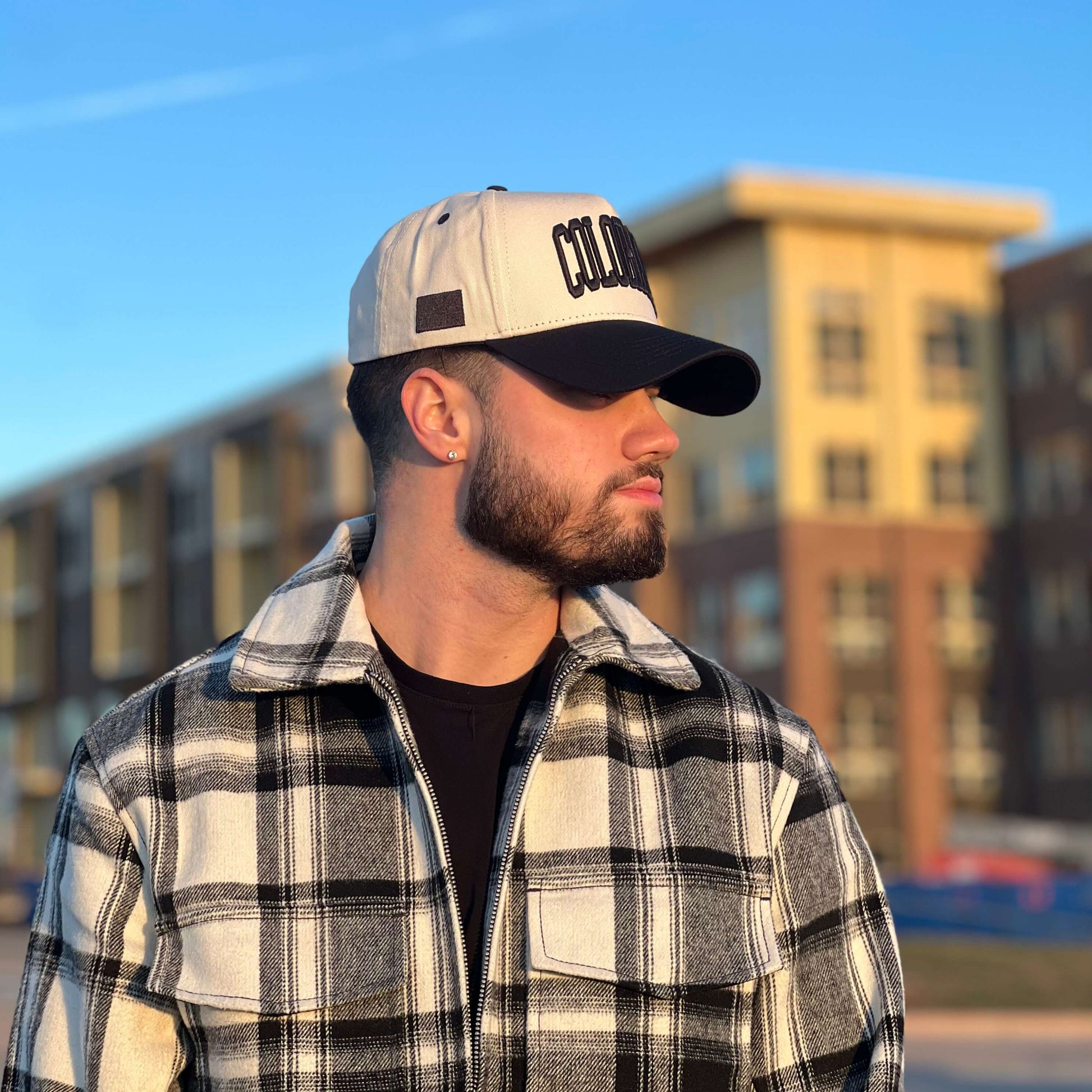 Model Wearing Colorado Off White Snapback – Side View