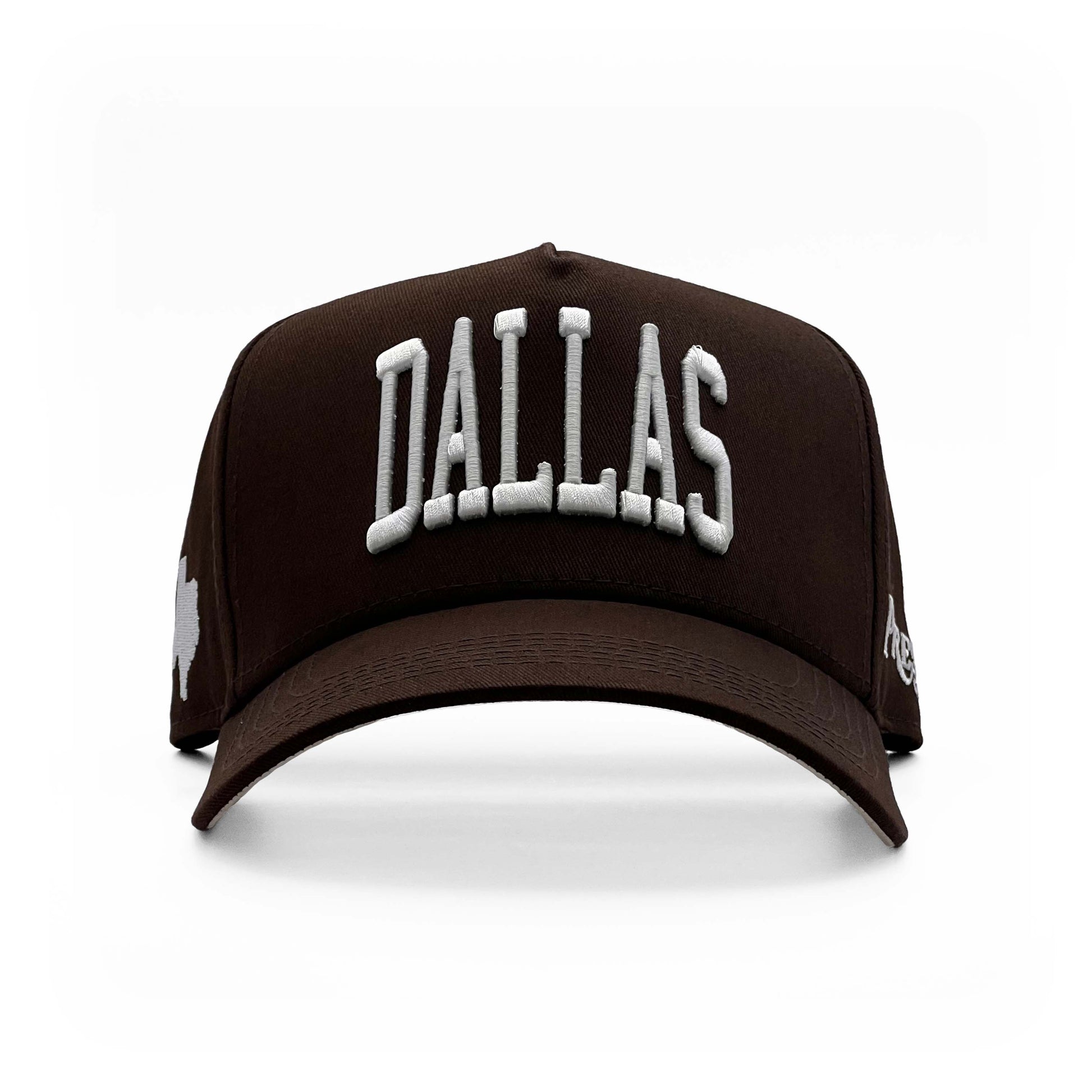 Dallas Brown Limited 5-Panel Cotton Snapback Hat – Front View with Dallas Embroidery