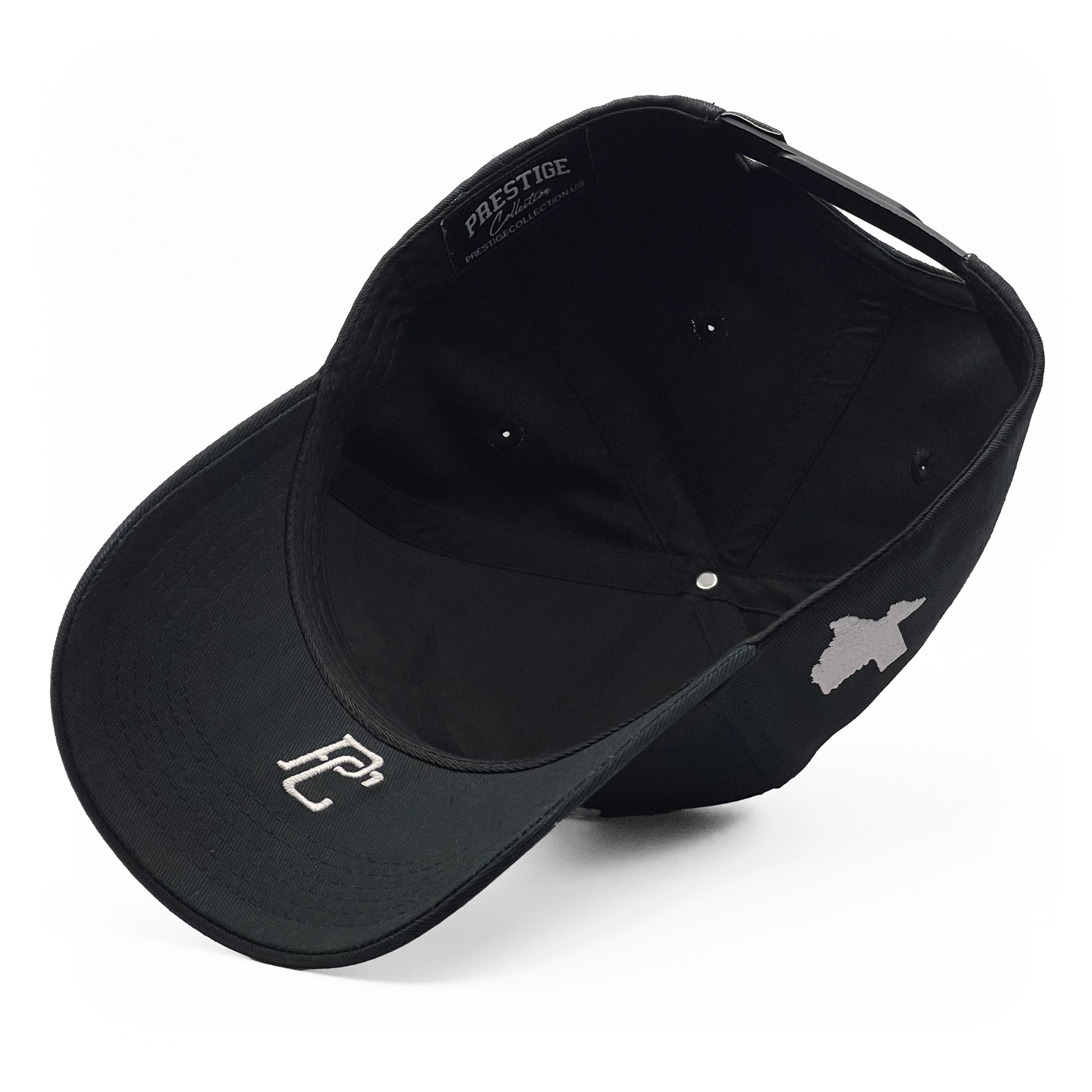 Houston Black 5-Panel Snapback Hat – Under Brim TX Abbreviation Embroidery