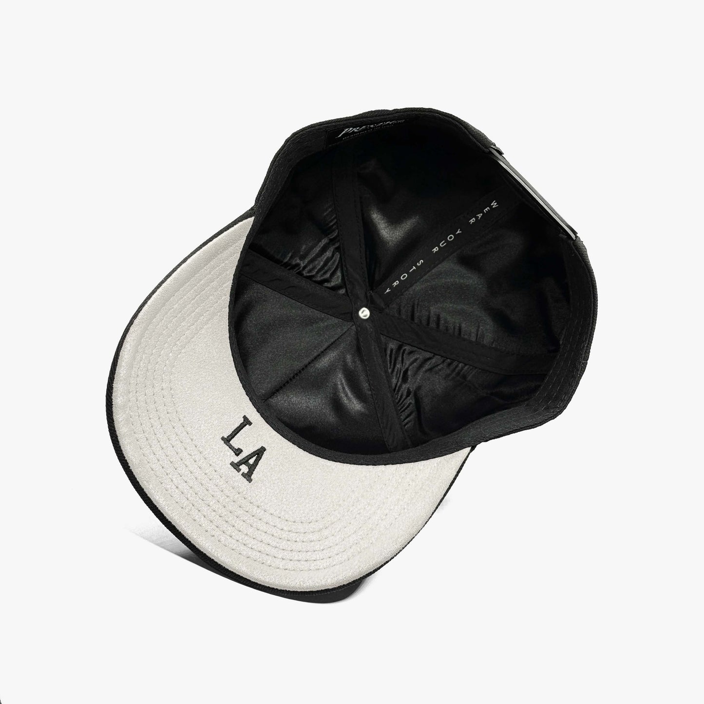 Louisiana Black Gold 5-Panel Snapback Hat – Under Brim with LA Abbreviation Embroidery and Satin Interior Lining