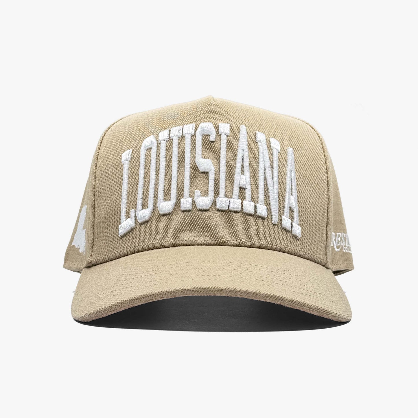 Louisiana sand 5 panel snapback front view by Prestige Collection