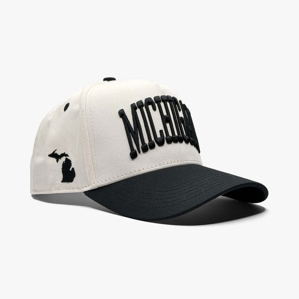 Michigan Off White 5-Panel Snapback Hat | Prestige Collection