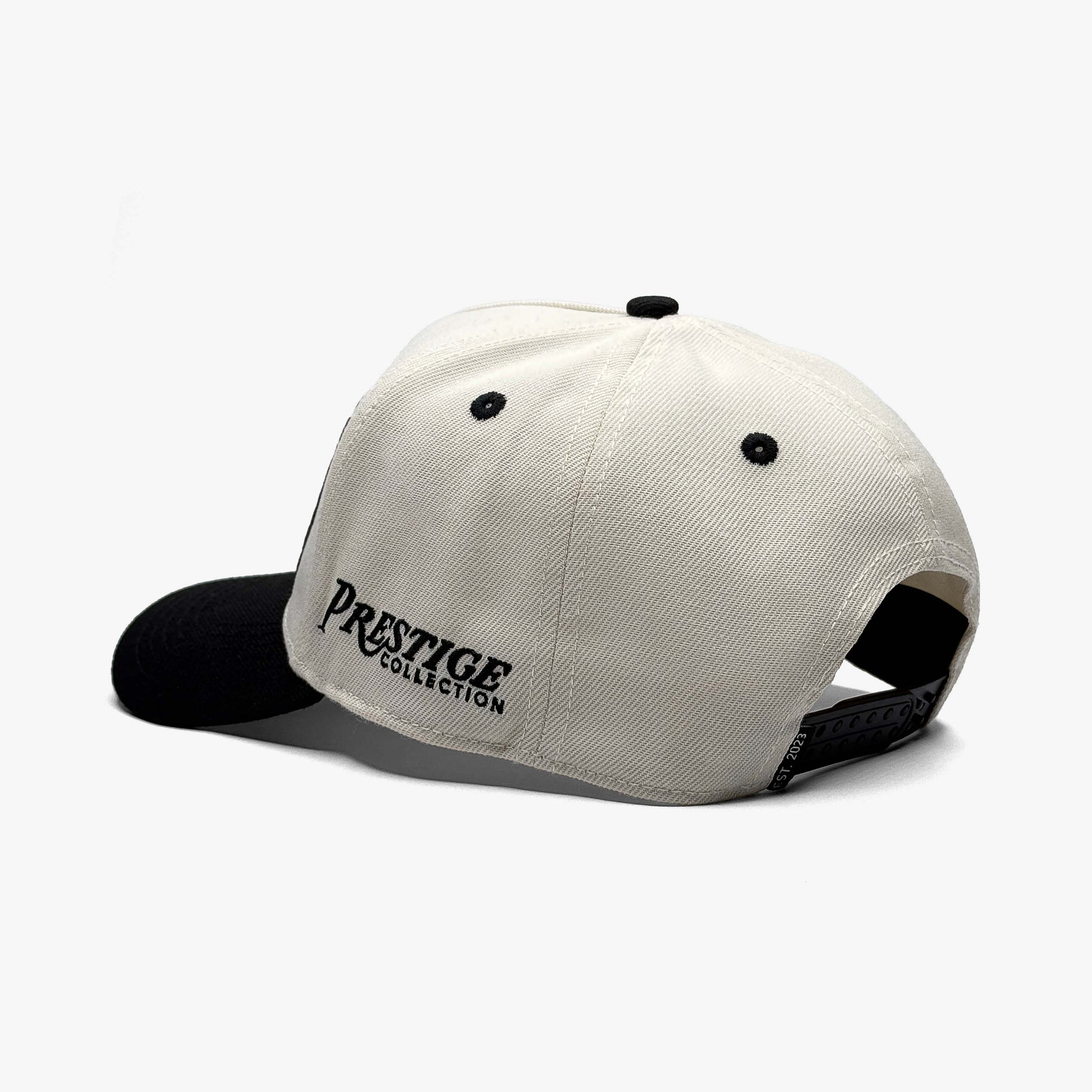 North Carolina Off White 5-Panel Polyester Snapback Hat – Back Angle View