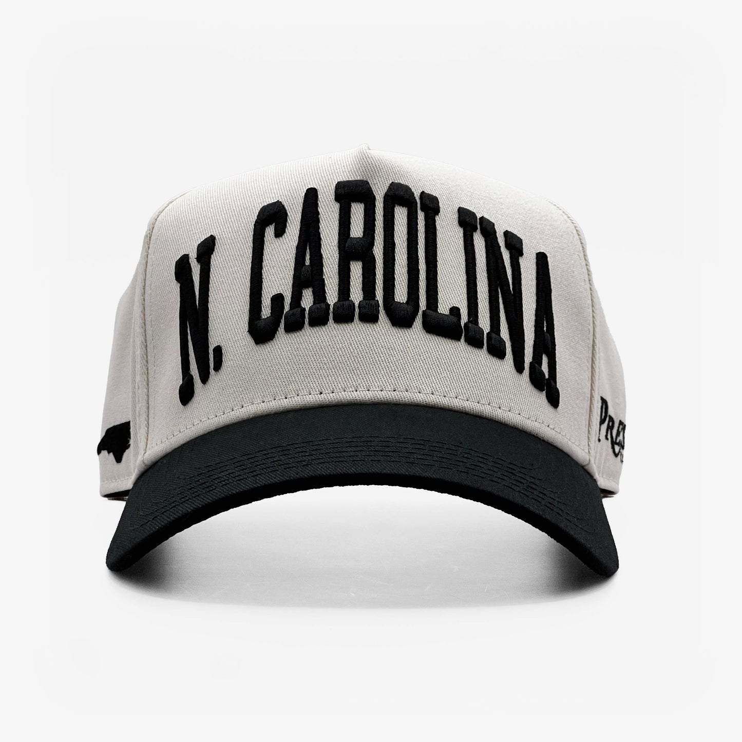 North Carolina Off White 5-Panel Polyester Snapback Hat – Front Flat View