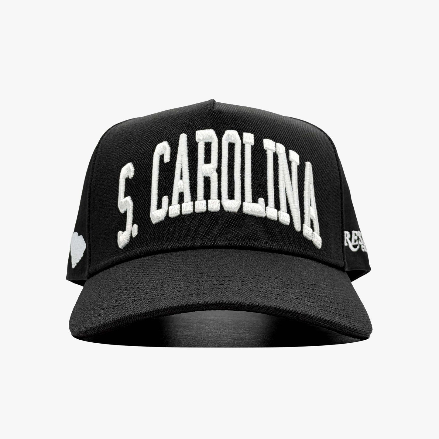South Carolina Black 5-Panel Snapback Hat – Center Front View with South Carolina State Embroidery