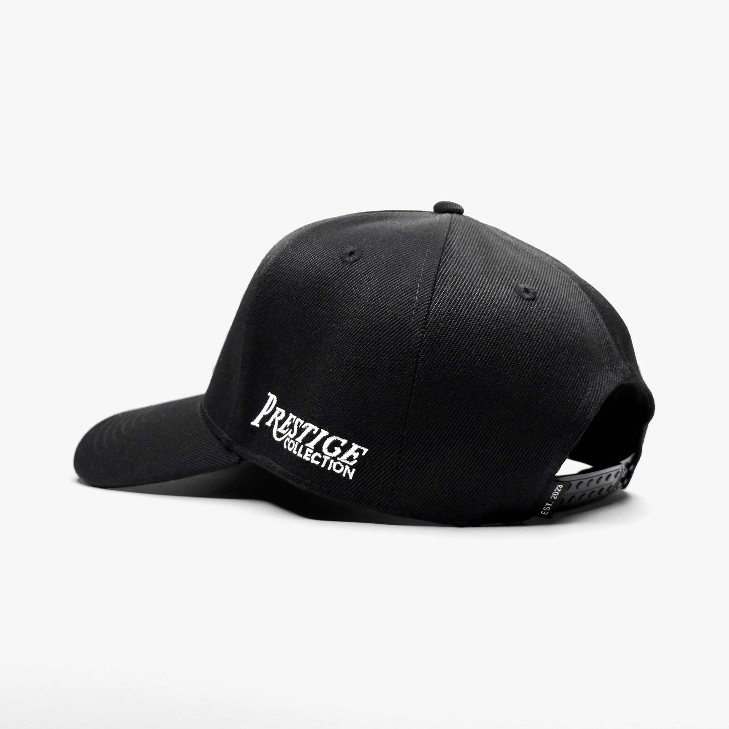 South Carolina Black 5-Panel Snapback Hat – Rear View Showing Prestige Collection Logo and Snapback Closure