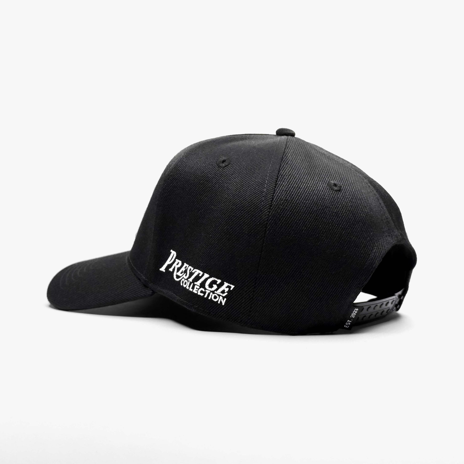 South Carolina Black 5-Panel Snapback Hat – Rear View Showing Prestige Collection Logo and Snapback Closure