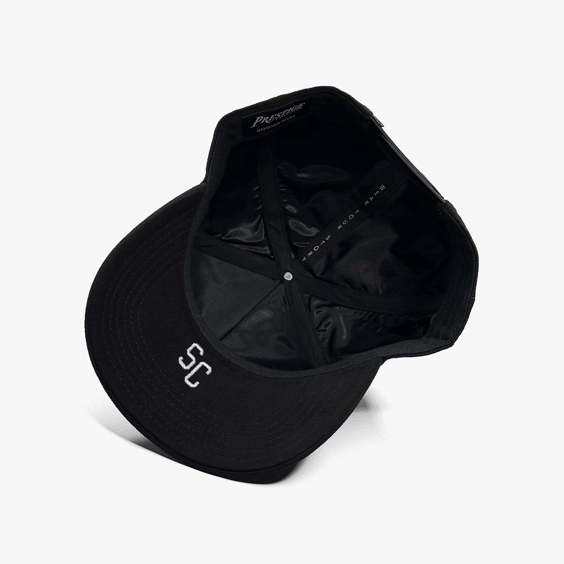 South Carolina Black 5-Panel Snapback Hat – Under Brim with SC Abbreviation Embroidery