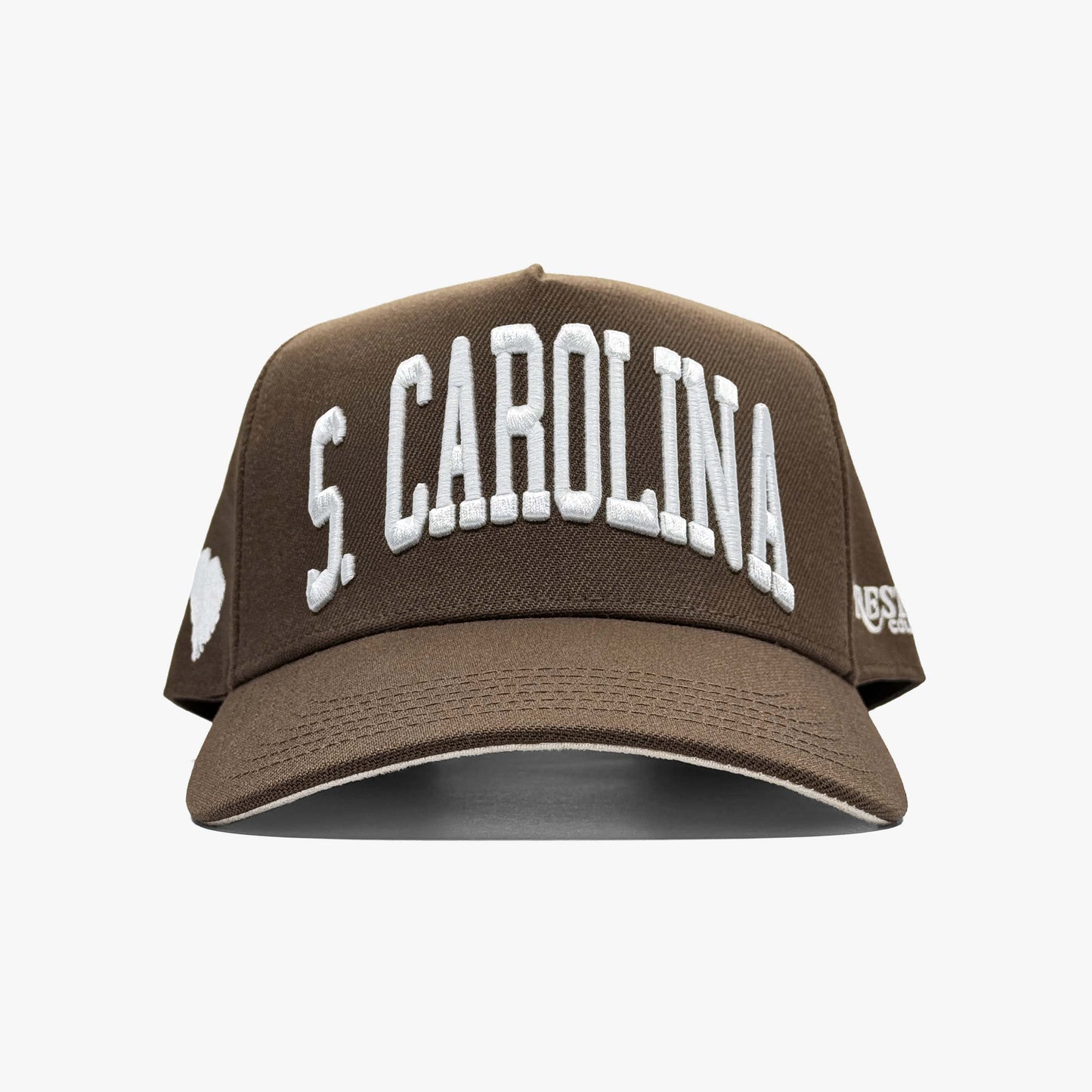 South Carolina Mocha 5-Panel Snapback Hat – Center Front View with South Carolina Embroidery