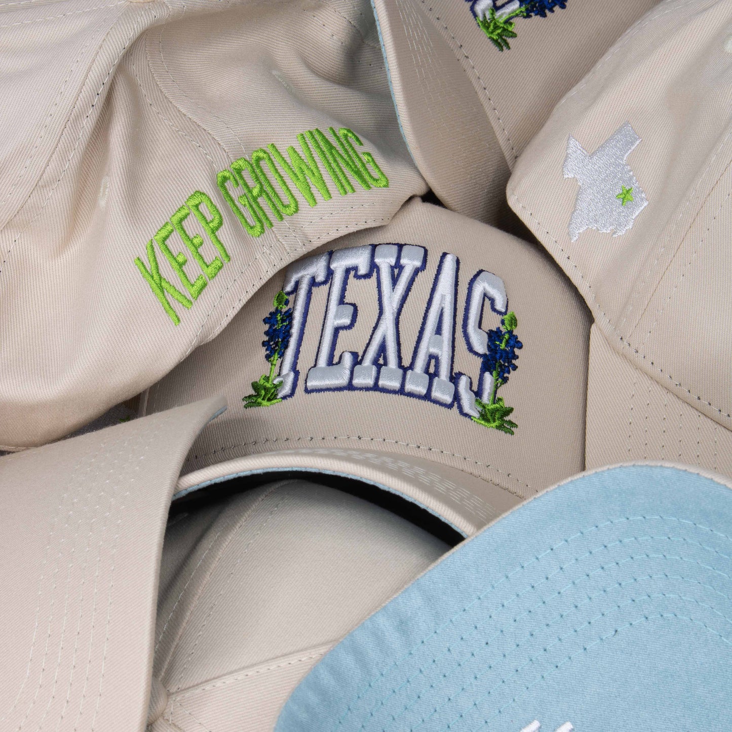 Texas Melting Pot Market Collaboration Snapback – Group Display of Collaboration Hat Colorways