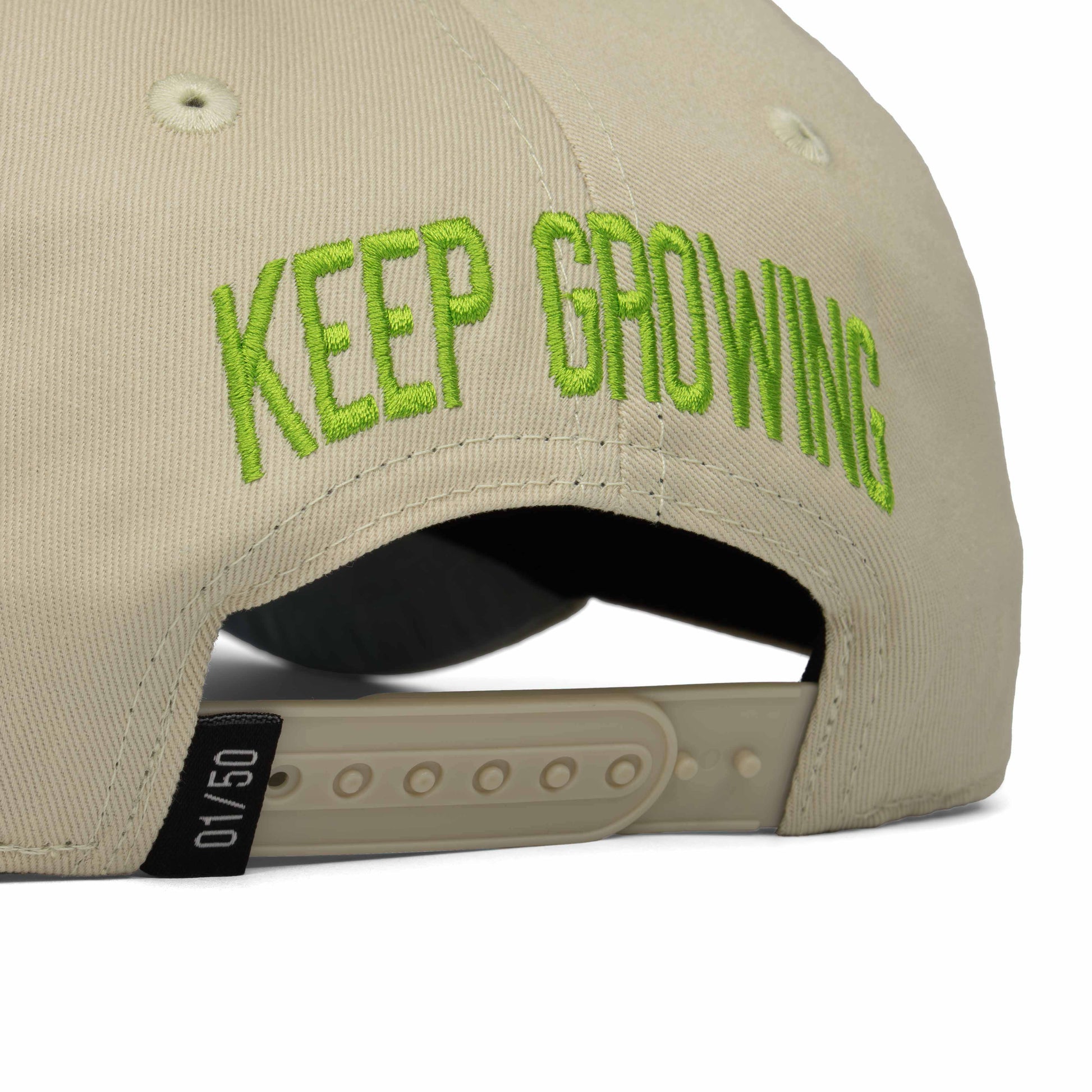Texas Melting Pot Market Collaboration Snapback – Rear View with "Keep Growing" Back Embroidery