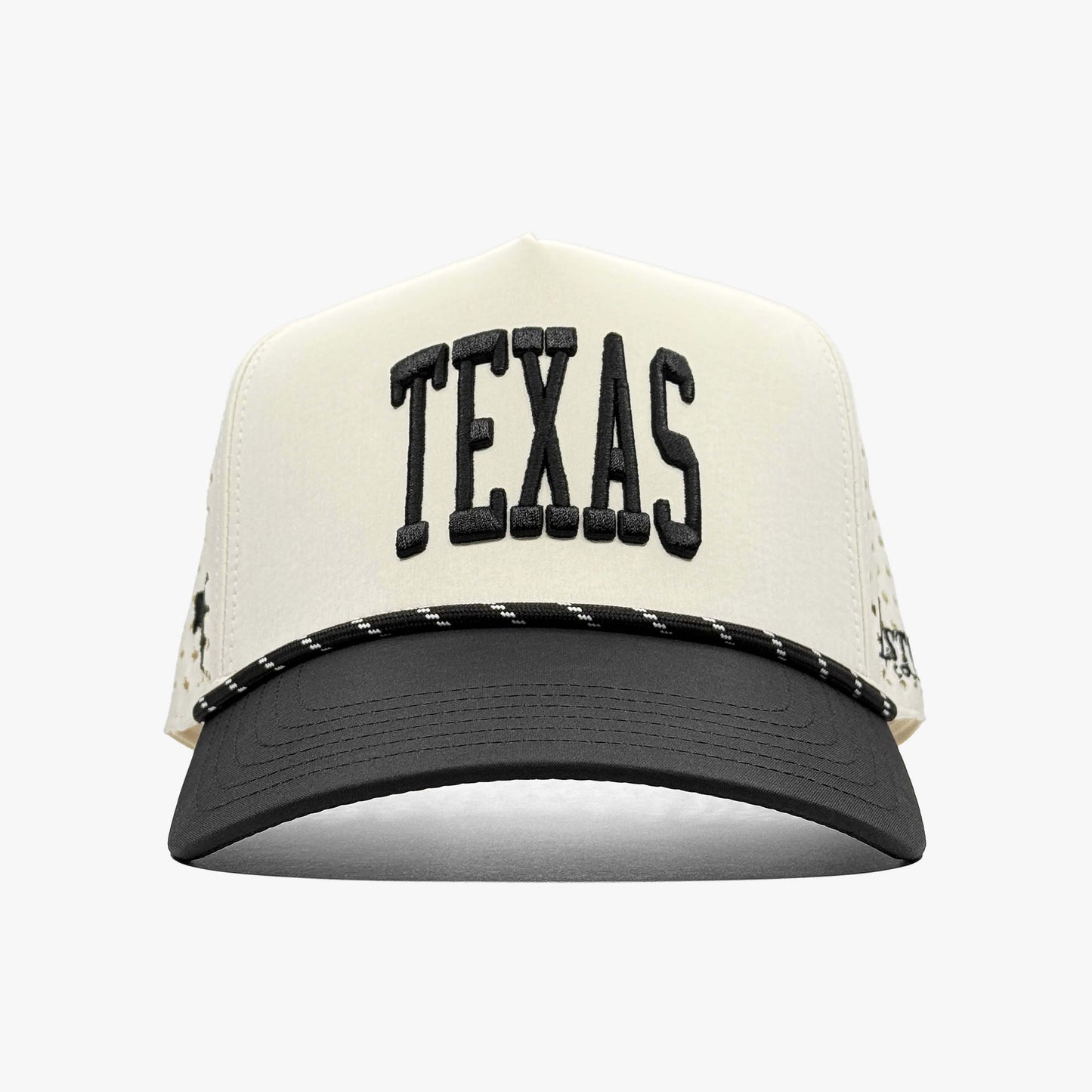 Texas Off White Performance Snapback Hat – Center Front View with Texas Embroidery