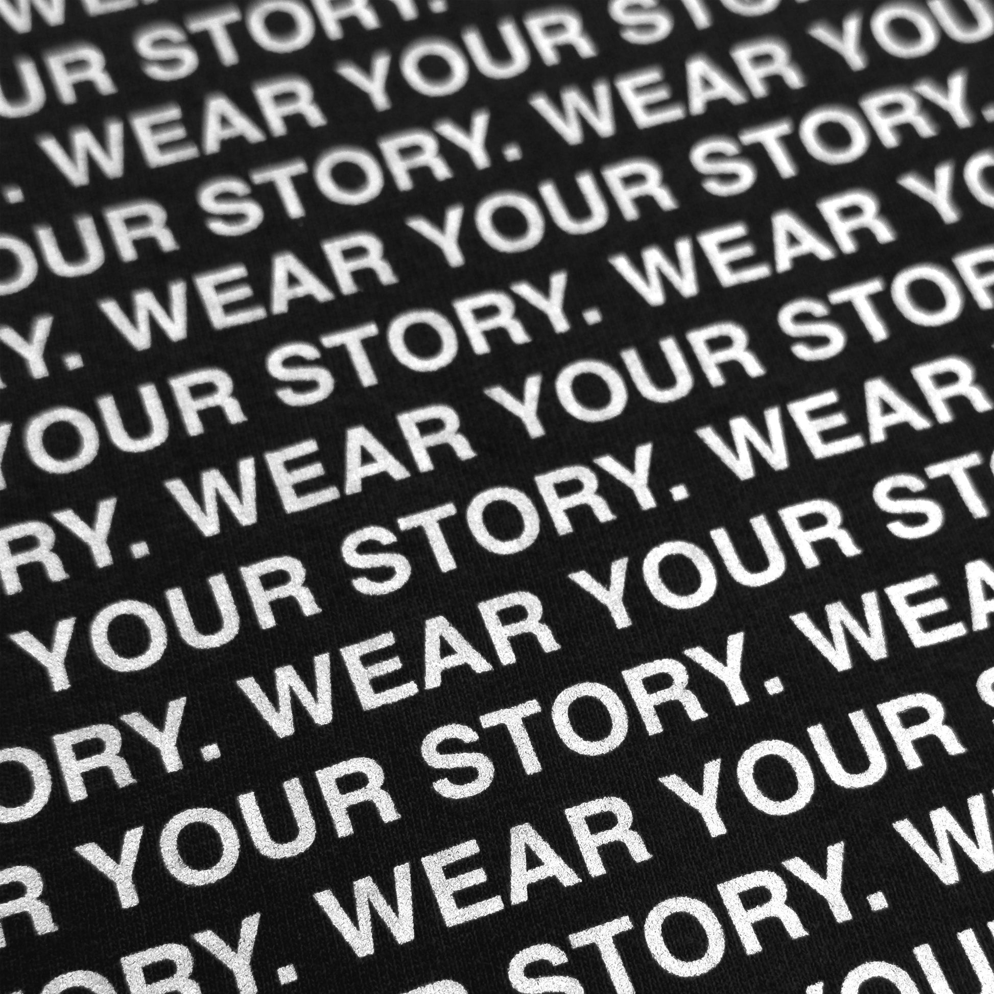 Close-Up of Texas Reflection Tee – Black Edition Showing City-Name Message Inside State Outline